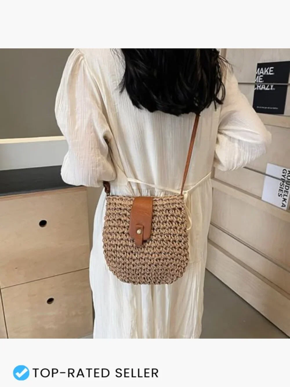 Straw Beach Bag Woven Purse Small Handbag Shoulder Crossbody Hobo Y2K Summer